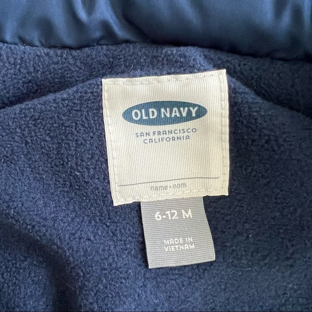 Old Navy Blue Puffer Vest, Size 6-12 months - Picture 4 of 4